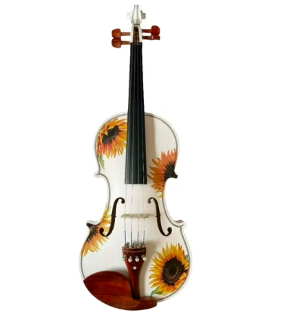 Elemza Sunflower White Glitter Violin Outfit with Carbon Bow